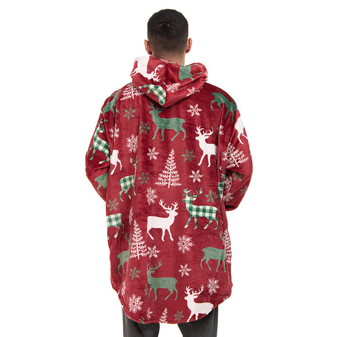 Snuggs Blanket Hoodie Red Deer Christmas